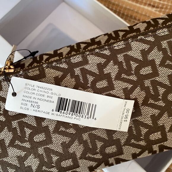 NWT clutch wallet with side zip and snap front closure DKNY brown and tan - Picture 5 of 5